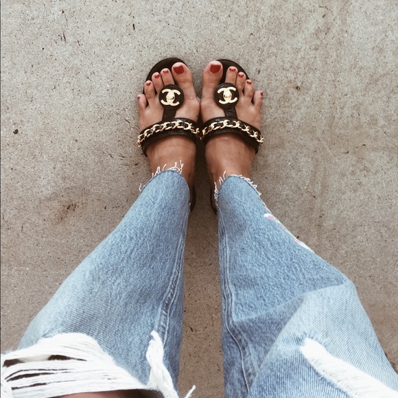 chanel chain link sandals